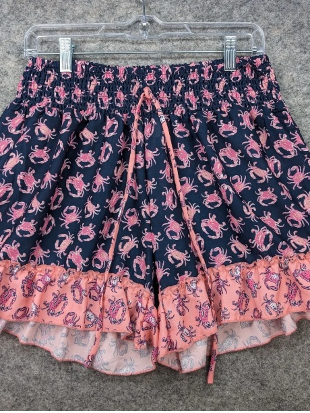 Simply Southern Shorts Womens Small Blue Pink Crab Print Pull On Lounge Beach